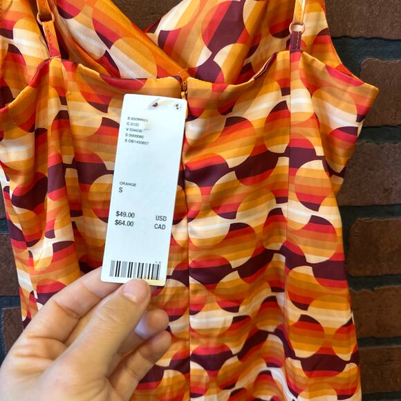 Urban Outfitters Mallory Orange Groovy Print Mini Dress NWT Size Small Festival - Picture 7 of 12